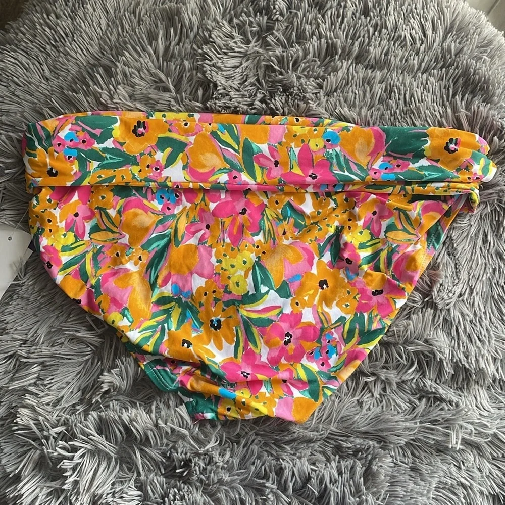 Anne Cole Floral Print Swimsuit Bottom Convertible Mid Rise Bikini XXL